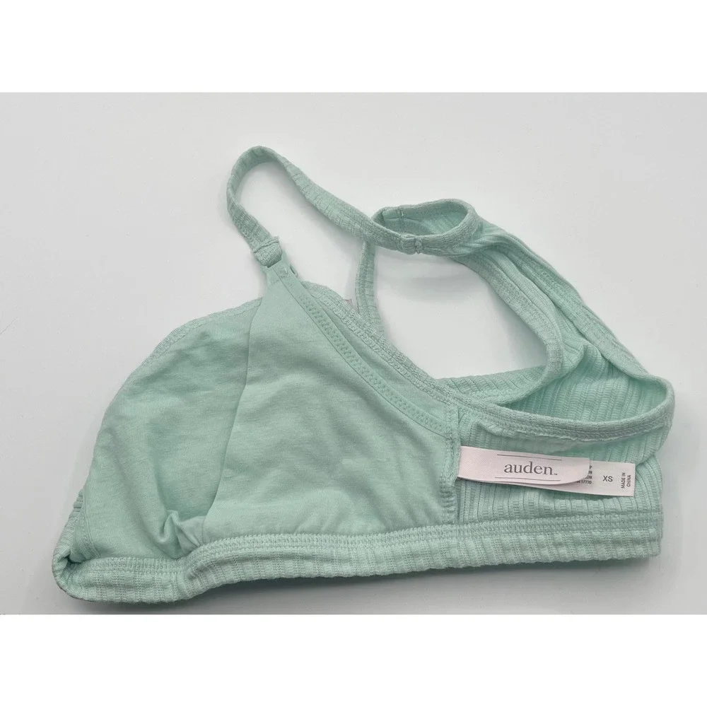 Auden Nursing Bralette Mint Green Ribbed Racerback Wireless Bra XS New